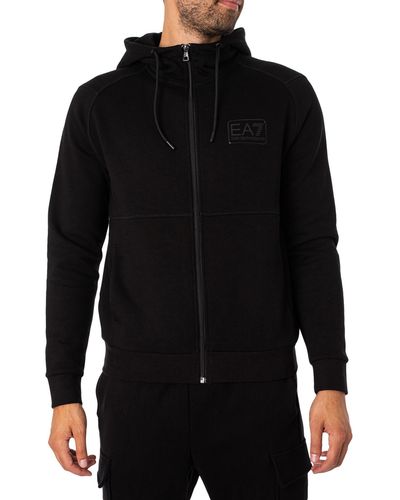 EA7 Logo Zip Hoodie - Black