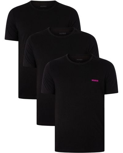 HUGO 3 Pack Lounge Crew T-shirts - Black