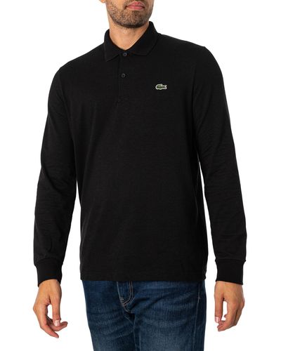 Lacoste Original L.12.12 Long Sleeve Cotton Polo Shirt - Black