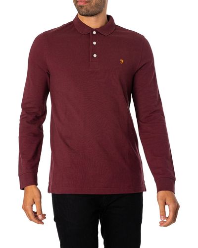 Farah Blanes Longsleeved Polo Shirt - Red