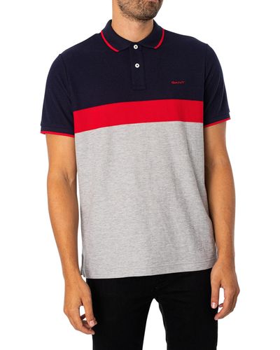 GANT Stripe Pique Polo Shirt - Grey