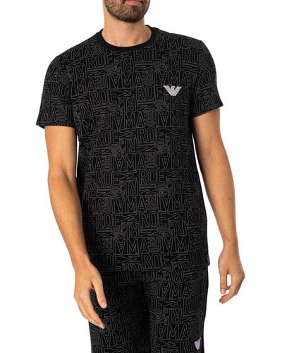 Emporio Armani Lounge Brand Pattern T-shirt - Black