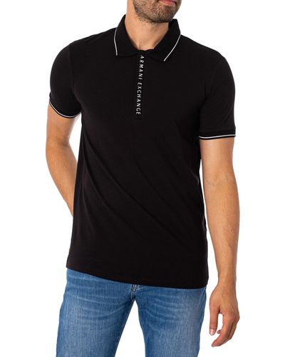 Armani Exchange Zip Logo Polo Shirt - Black
