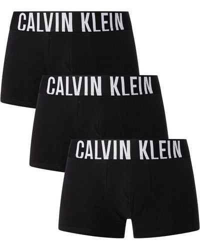 Calvin Klein Logo-waistband Pack Of Three Stretch-cotton Trunks - Black