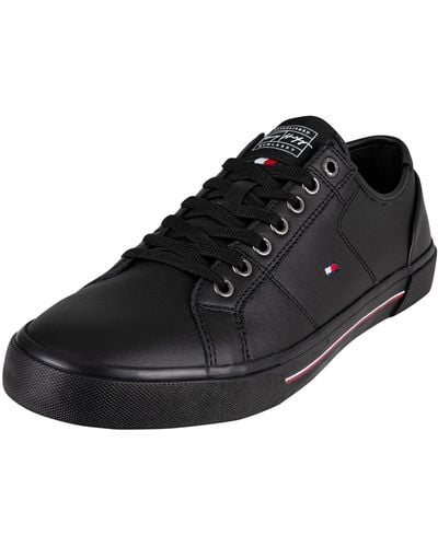 Tommy Hilfiger Core Corporate Leather Sneakers - Black