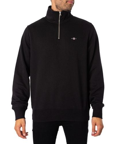 GANT Regular Shield Zip Sweatshirt - Black
