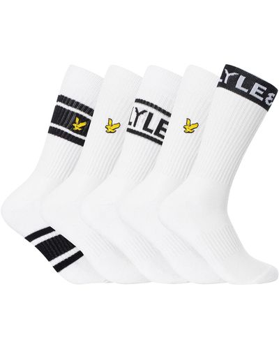 Lyle & Scott 5 Pack Montrose Premium Socks - White