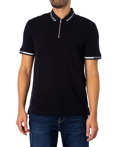 Armani Exchange Collar Logo Polo Shirt - Black