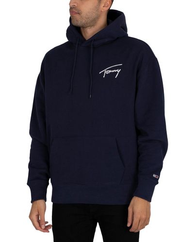 Tommy Hilfiger Signature Pullover Hoodie - Blue