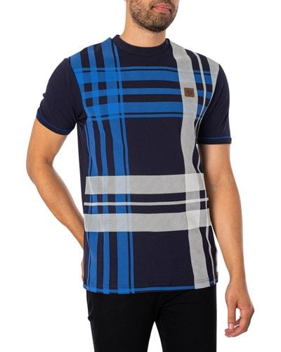 Trojan Oversize Check Panel T-shirt - Blue