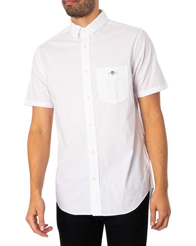 GANT Regular Poplin Short Sleeved Shirt - White