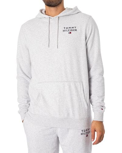 Tommy Hilfiger Lounge Chest Logo Pullover Hoodie - White