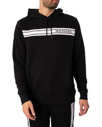 Tommy Hilfiger Lounge Brand Line Pullover Hoodie - Black