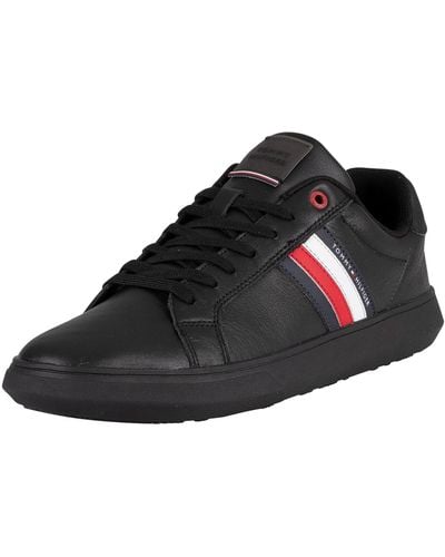 Tommy Hilfiger Essential Leather Cupsole Sneakers - Black