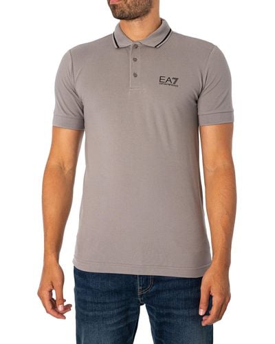 EA7 Collar Strip Polo Shirt - Grey