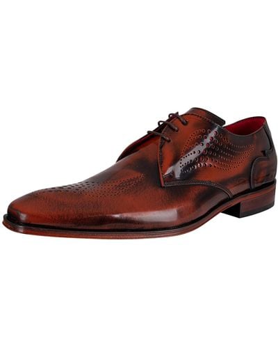 Jeffery West Derby Brogue Polished Leather Shoes - Brown