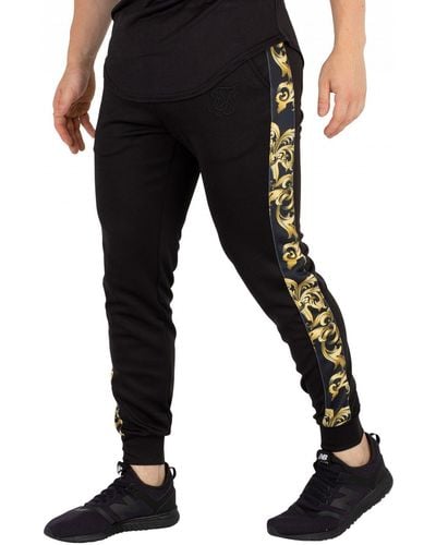 SIKSILK Black/gold Venetian Taped Cropped Sweatpants
