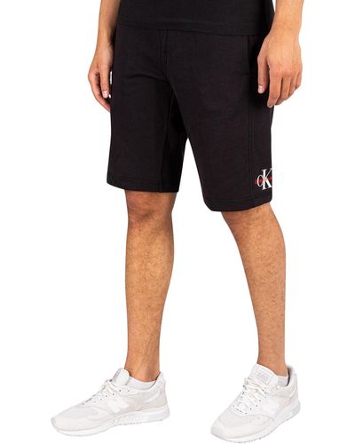 Calvin Klein Monogram Logo Sweat Shorts - Black