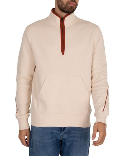 G-Star RAW Half Zip Binding Sweatshirt - Natural