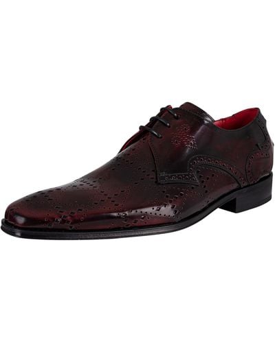 Jeffery West Derby Brogue Polished Leather Shoes - Red