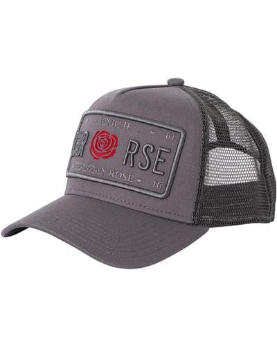 Christian Rose Iconic Ii Red Rose Trucker Cap - Grey