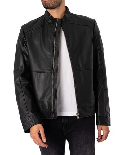 HUGO Lokis Leather Jacket - Black