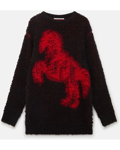 Stella McCartney Pixel Horse Jacquard Knit Jumper - Red