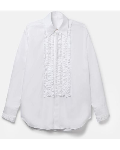 Stella McCartney Ruffled Cotton Tuxedo Shirt - White