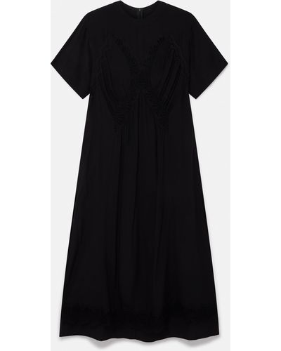 Stella McCartney Lace Insert Short Sleeve Maxi Dress - Black
