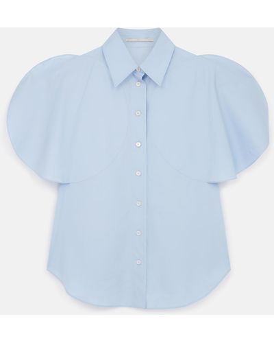 Stella McCartney Flared Short Sleeve Shirt, , Sky - Blue