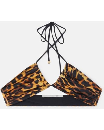 Stella McCartney Blurred Cheetah Print Triangle Bikini Top - White