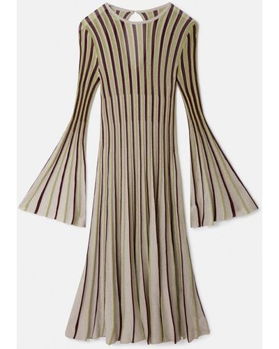 Stella McCartney Lurex Rib Knit Midi Dress - Natural