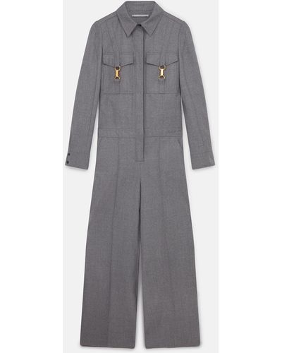 Stella McCartney Clasp-embellished Wool Jumpsuit - Grey