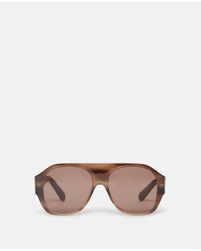 Stella McCartney Logo Chunky Aviator Sunglasses - Brown
