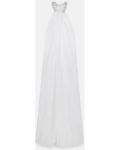 Stella McCartney Crystal Halterneck Satin Maxi Dress, , Pure - White