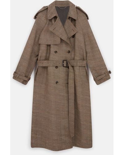 Stella McCartney Belted Check Trench Coat - Natural