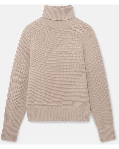 Stella McCartney Rib-knit Regenerated Cashmere Cape Sweater - Natural