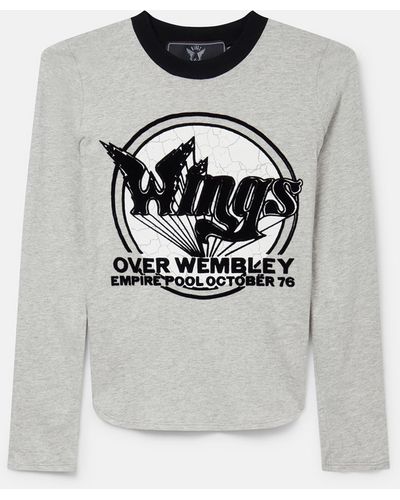 Stella McCartney Wings Graphic Long-sleeved Cotton Top - Gray