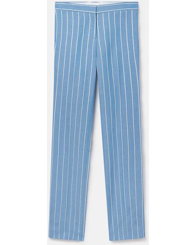 Stella McCartney Striped Mid-rise Straight-leg Trousers - Blue