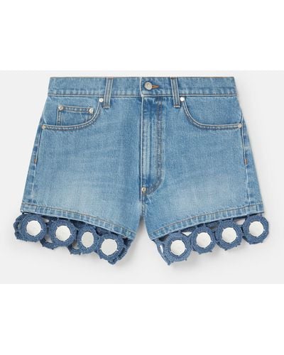 Stella McCartney Mirror Crochet High-rise Shorts - Blue