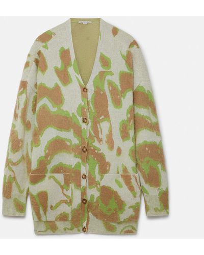 Stella McCartney Abstract Pattern Oversized Knit Cardigan - Green