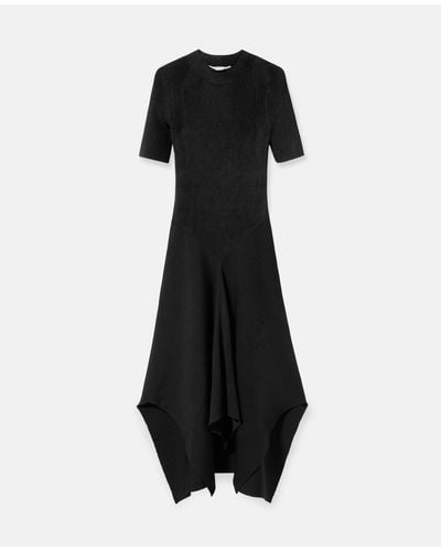 Stella McCartney + Net Sustain Asymmetric Ribbed-knit Midi Dress - Black