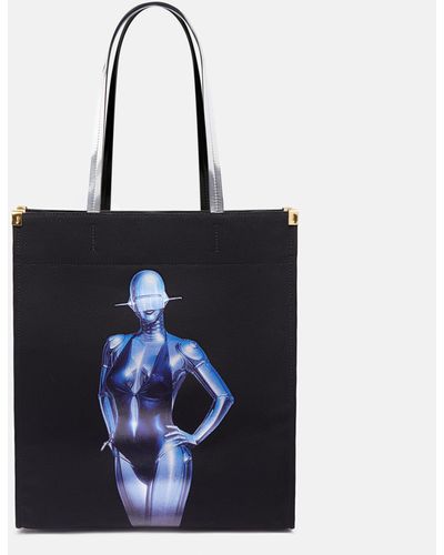 Stella McCartney Sexy Robot Graphic Organic Cotton Canvas Tote Bag - Blue