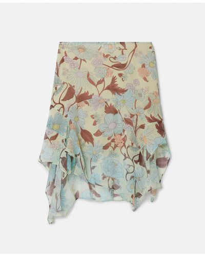 Stella McCartney Lady Garden Print Silk Chiffon Skirt - White