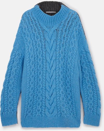 Stella McCartney Two-tone Cable Knit Oversized Jumper - Blue