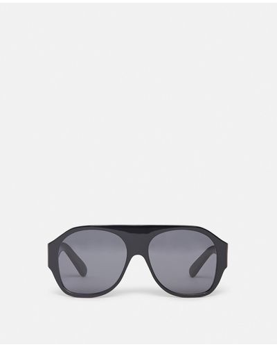 Stella McCartney Logo Chunky Aviator Sunglasses, , Shiny - Grey