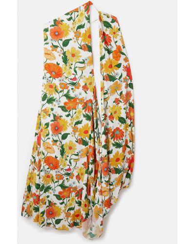 Stella McCartney Lady Garden Print One-shoulder Cape Gown - White