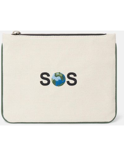 Stella McCartney Sos Embroidered Zip Cardholder - Natural