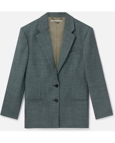 Stella McCartney Wool Mouline Oversized Blazer - Green