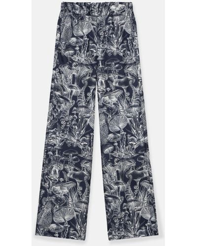 Stella McCartney Fungi Forest Print Silk Pajama Pants - Blue